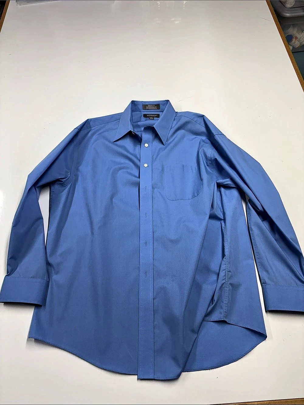 croft & barrow Broadcloth Wrinkle-Resistant Shirt Broadcloth Blue Size 17 34/35